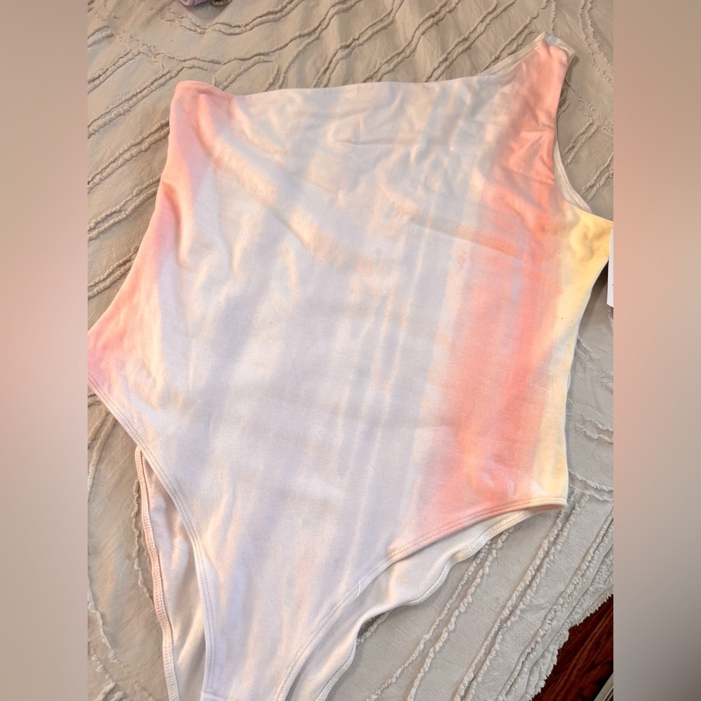 Vylette One shoulder tie dye bodysuit